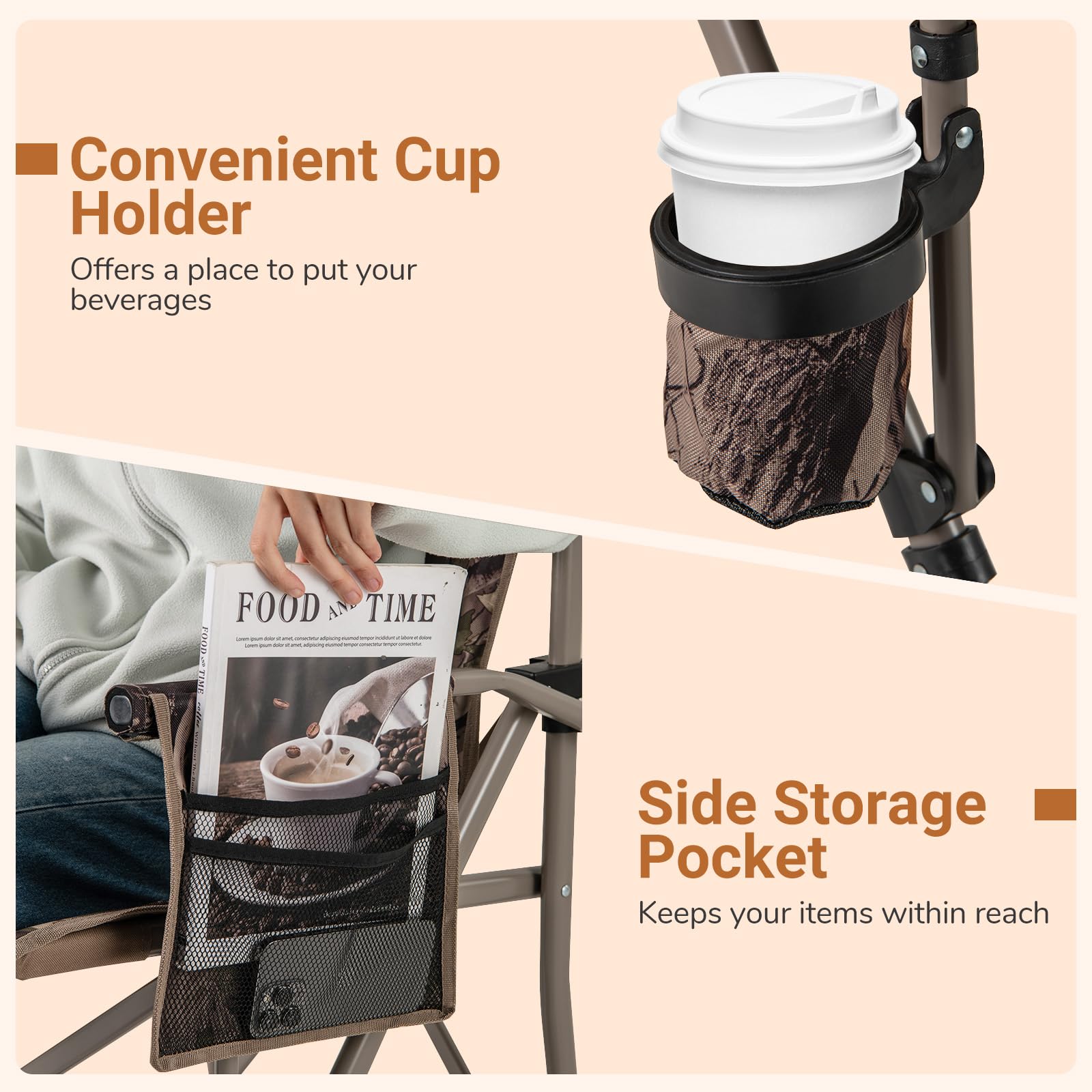 Goplus chair folded in carrying bag for easy transport.