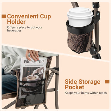 Goplus chair folded in carrying bag for easy transport.