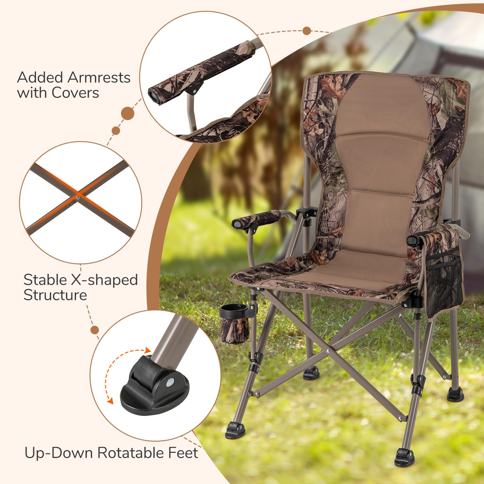 Goplus chair with sturdy metal legs and X-frame for strong support.