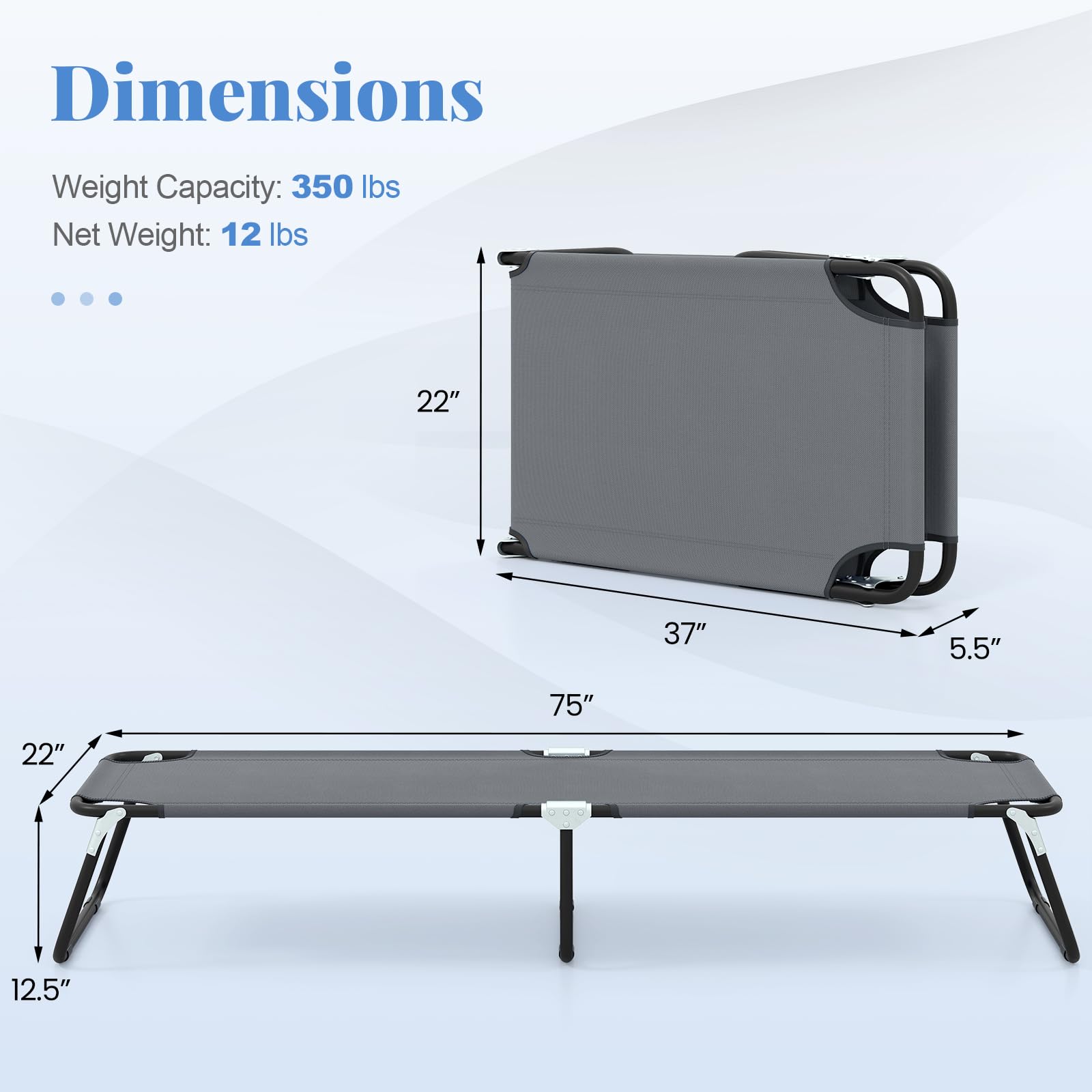 Goplus cot folded compactly for easy storage in small spaces