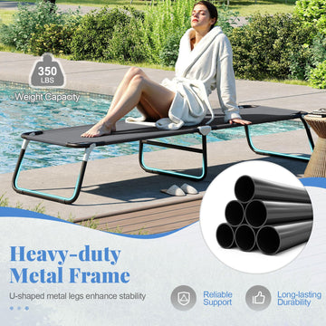 Goplus folding camping cot frame durability highlights reinforced connectors and sturdy metal legs