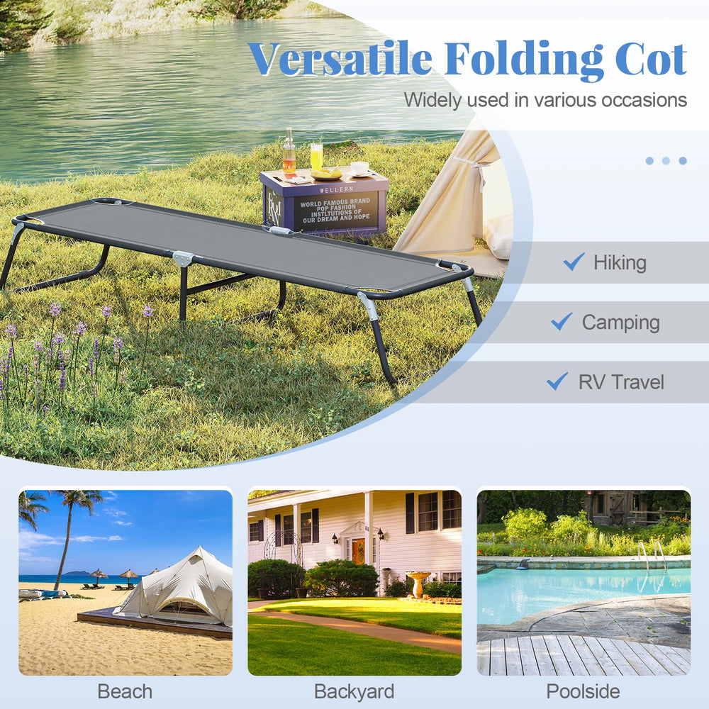 Goplus cot non-slip feet provide steadiness on uneven terrain