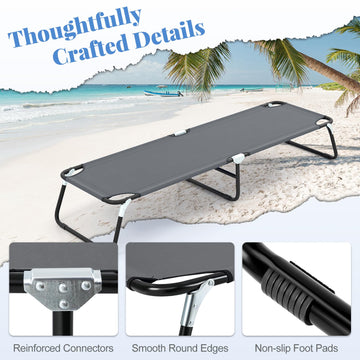 Goplus cot suited for camping, hiking, and beach adventures with reliable weight support