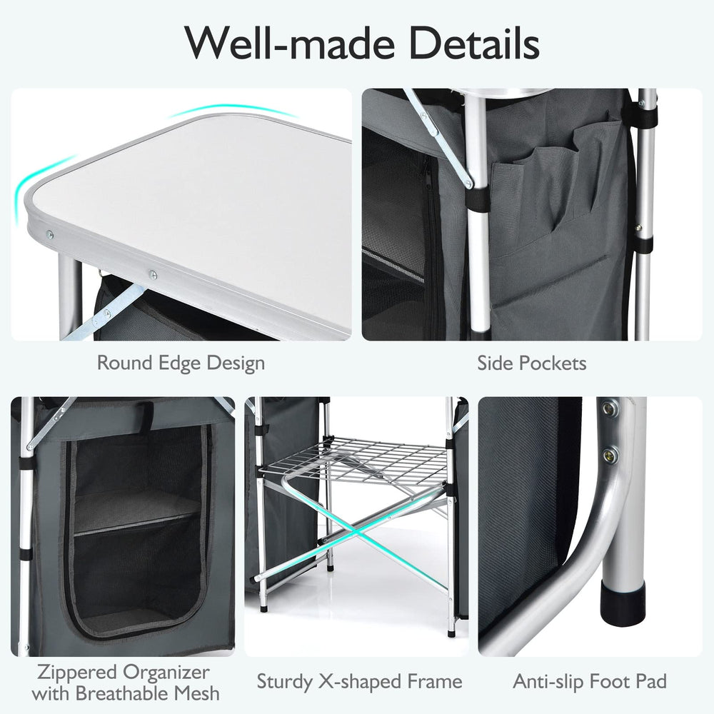 Goplus frame assembly shows quick tool-free setup for outdoor cooking