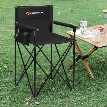 Goplus folding chair with heightened design offers higher seating for easier lounging.