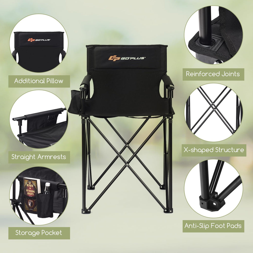 Goplus chair with storage pouch keeps essentials within reach.