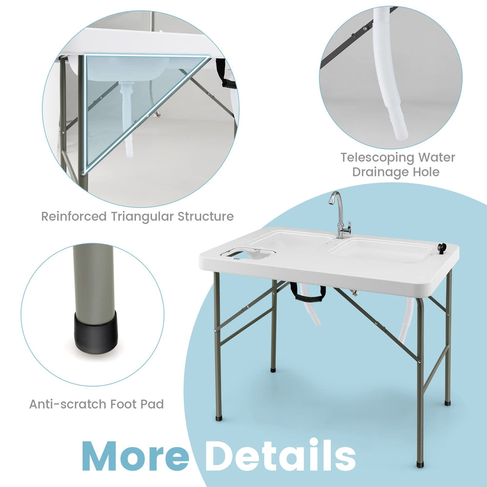 Goplus anti-scratch feet keep the table stable.