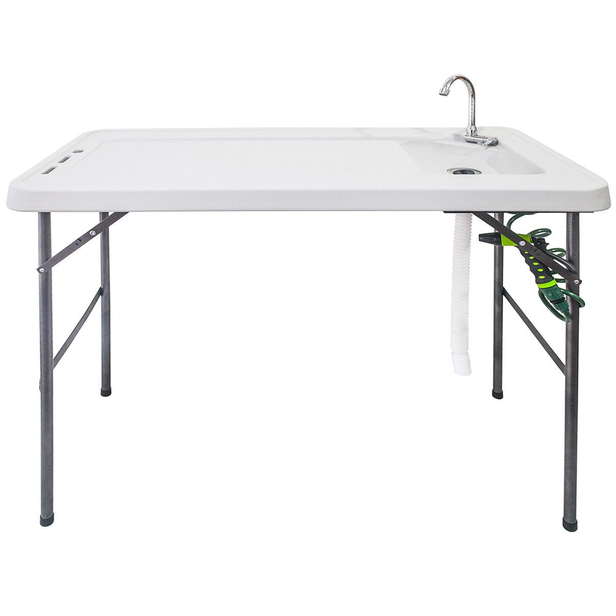 Goplus folding fish cleaning table with sink for outdoor use and easy cleanup
