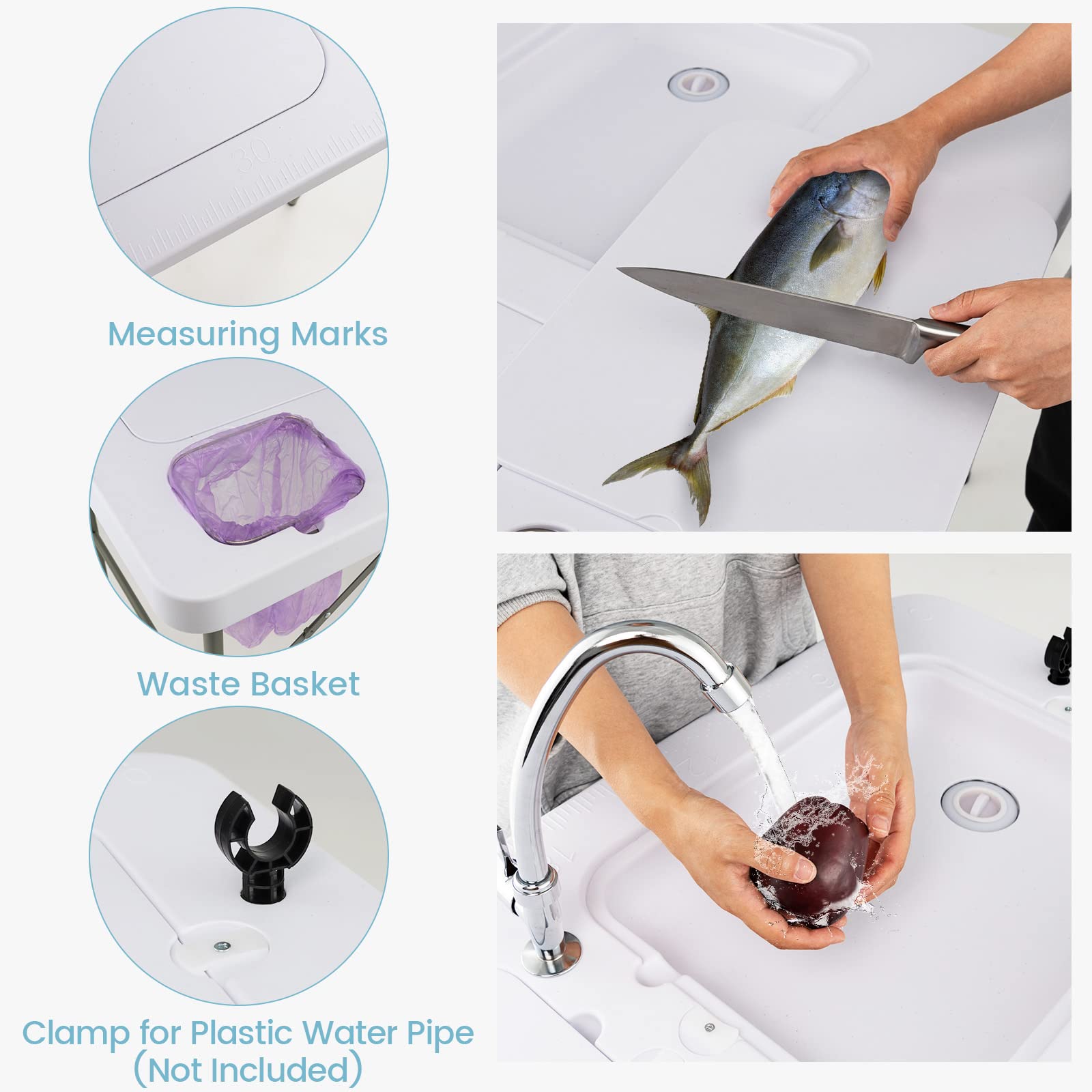 Goplus waste basket hook keeps cleanup organized.