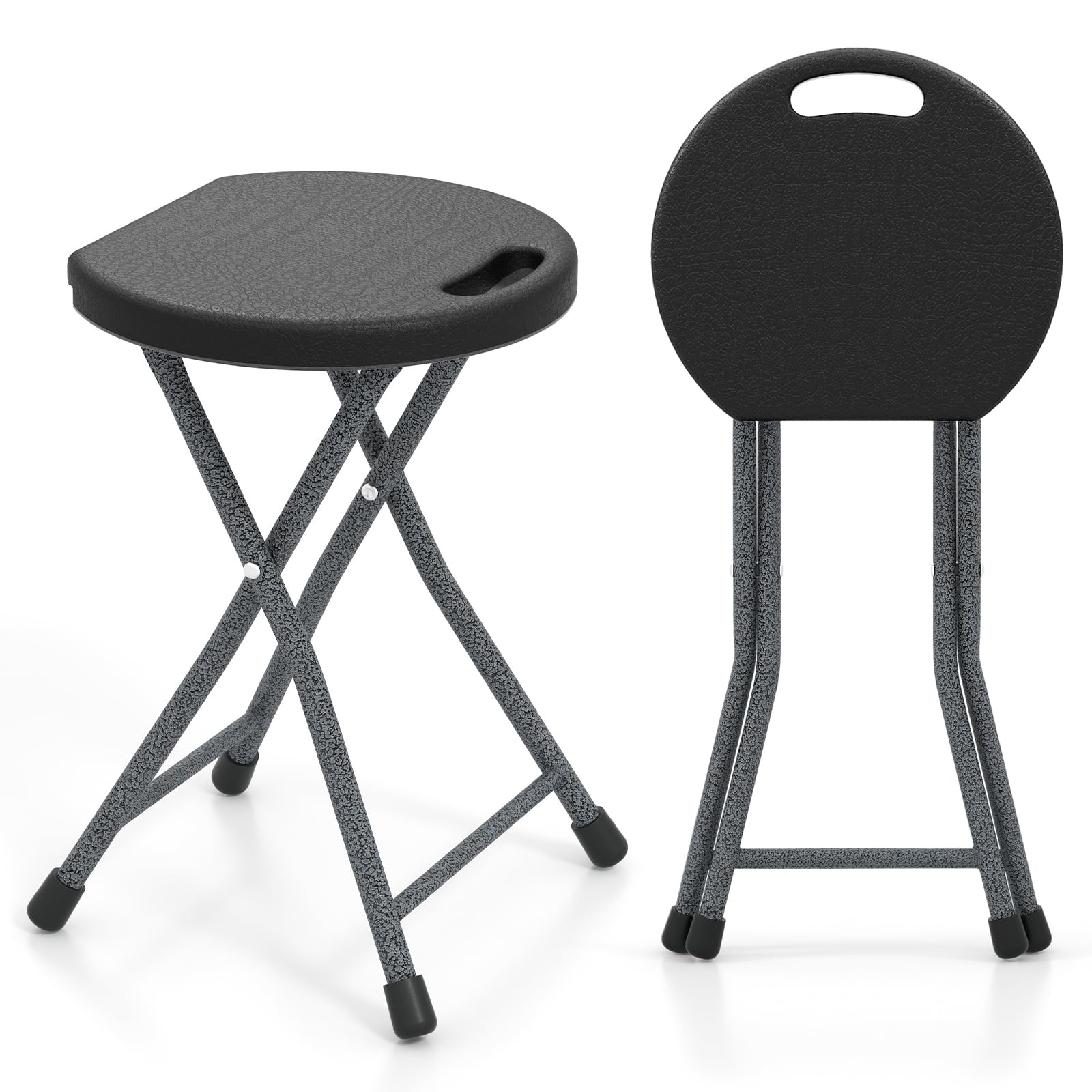 Goplus folding stool 18-inch seat for outdoor durability and comfort.