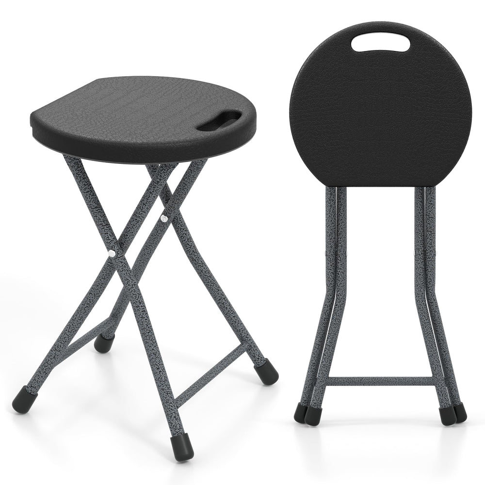 Goplus folding stool 18-inch seat for outdoor durability and comfort.