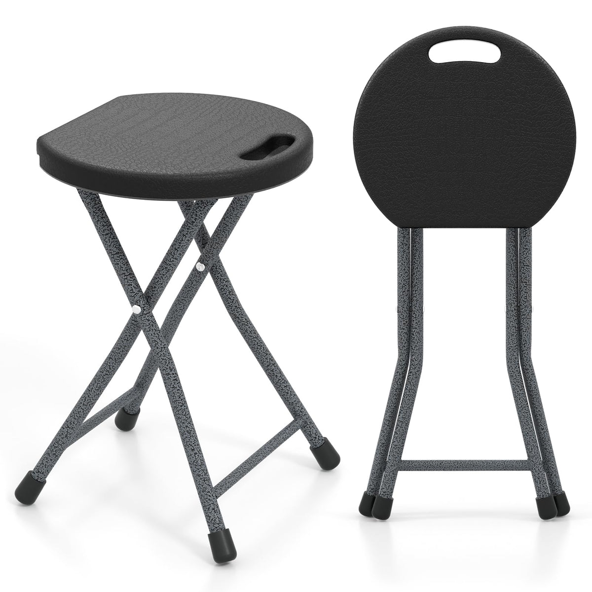 Goplus folding stool 18-inch seat for outdoor durability and comfort.