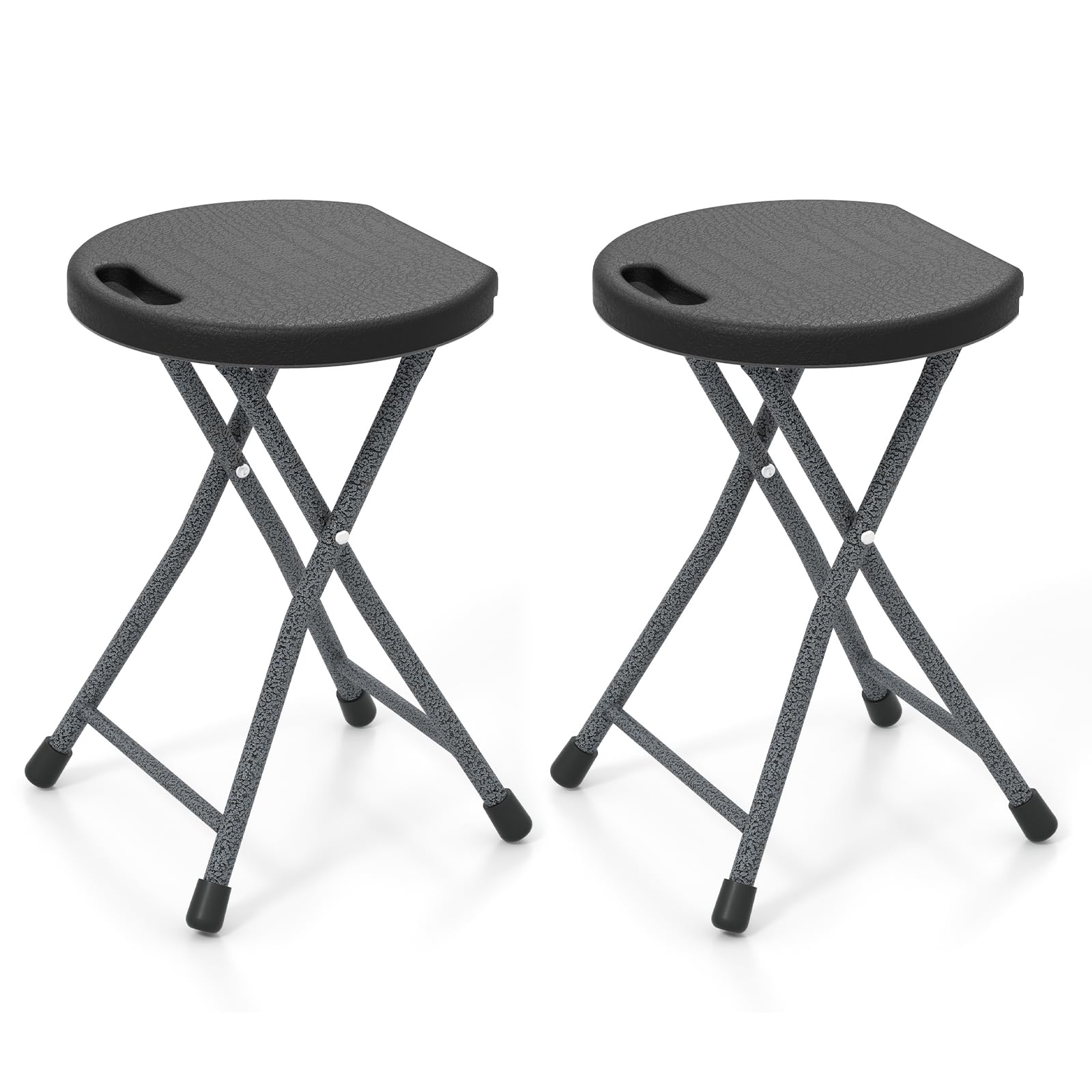 Goplus folding stool 18-inch with HDPE seat for durable outdoor seating.