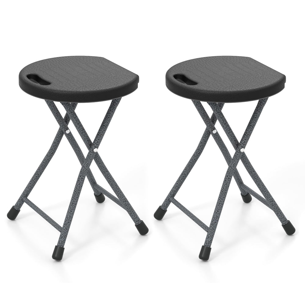 Goplus folding stool 18-inch with HDPE seat for durable outdoor seating.