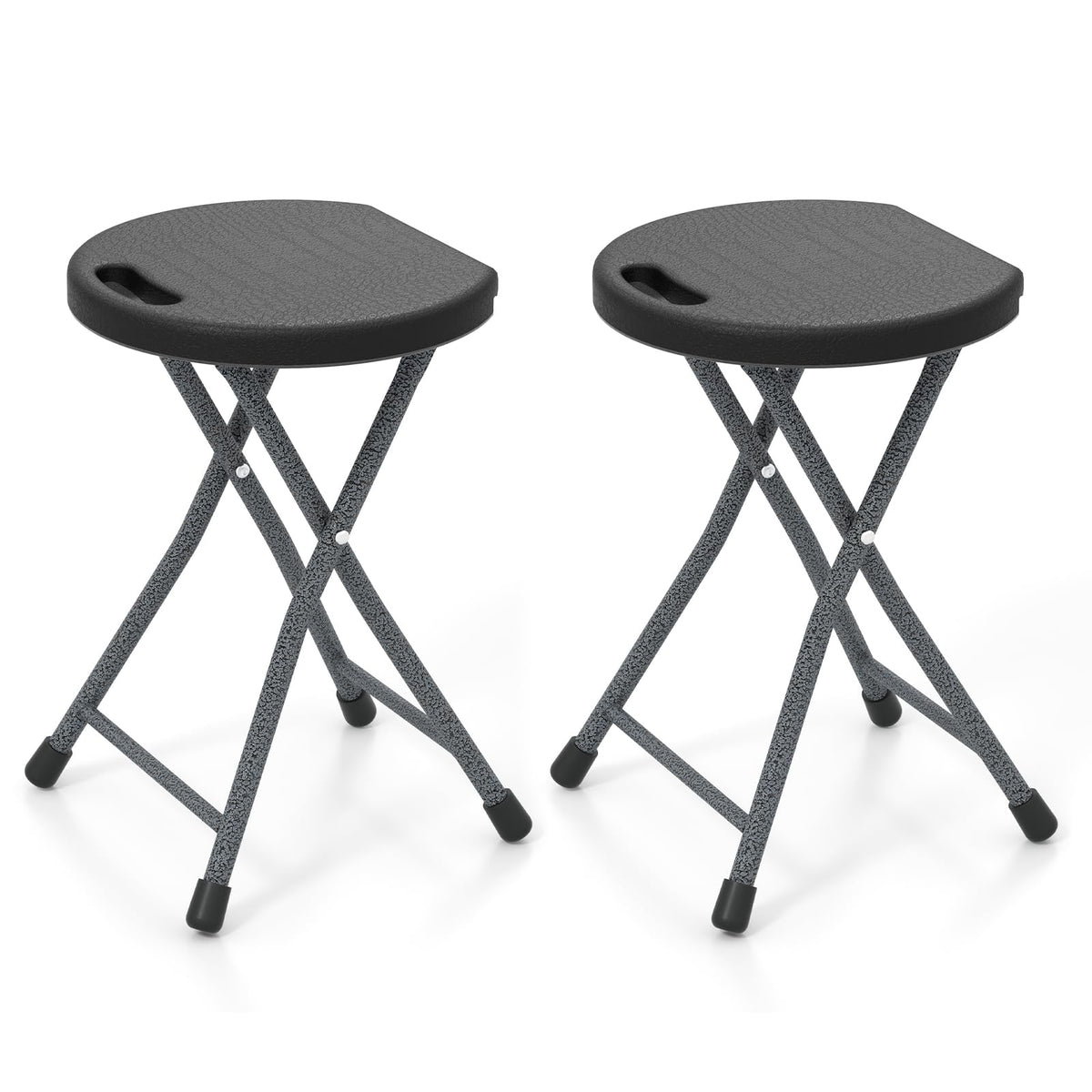 Goplus folding stool 18-inch with HDPE seat for durable outdoor seating.