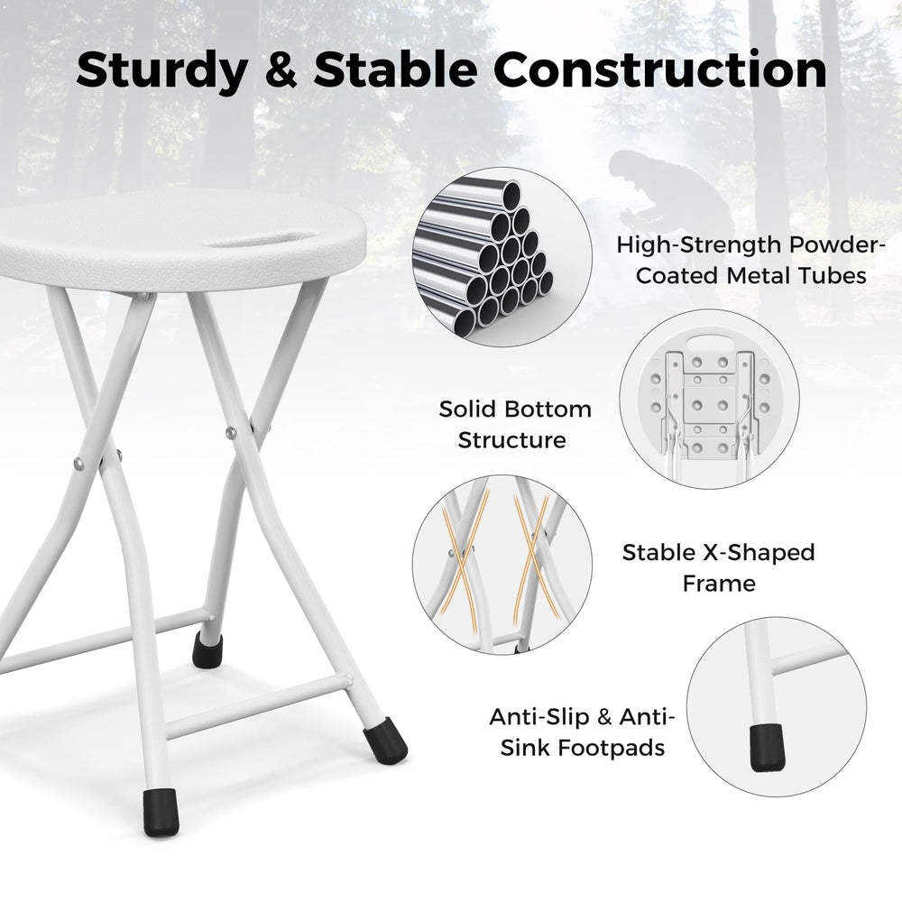 Goplus four-pack folding stools ready for outdoor gatherings.