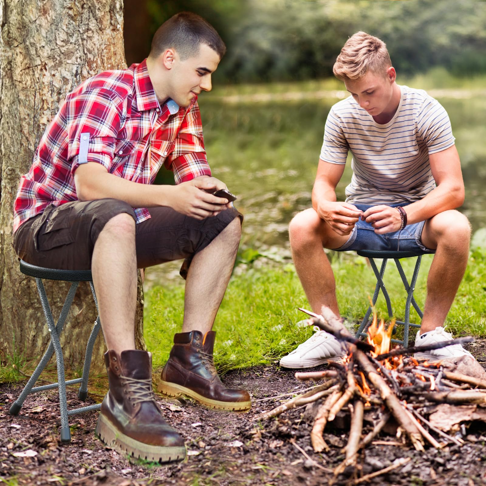 Goplus stool built-in handle enables effortless carrying.