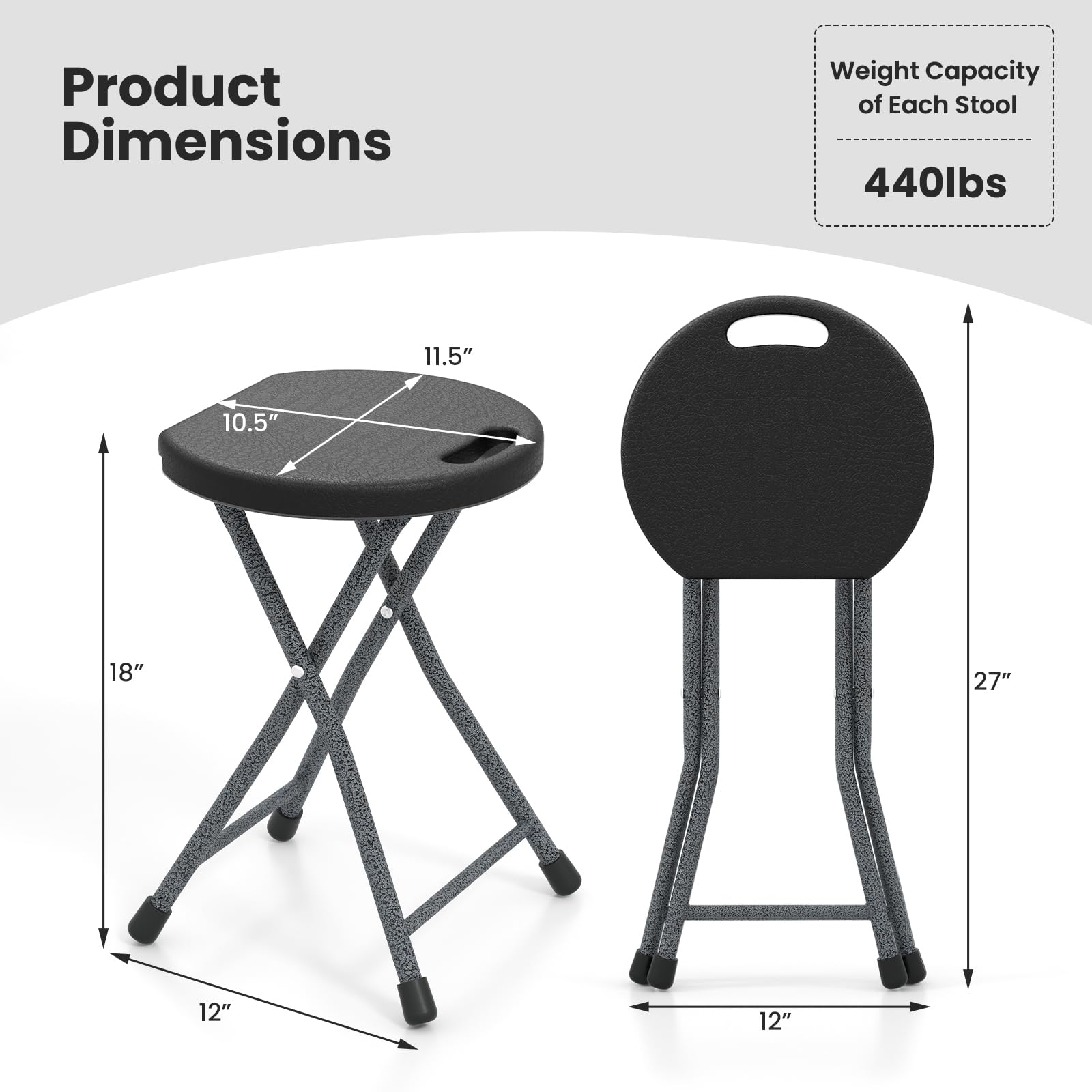 Goplus folding stool in compact form for easy storage and transport.