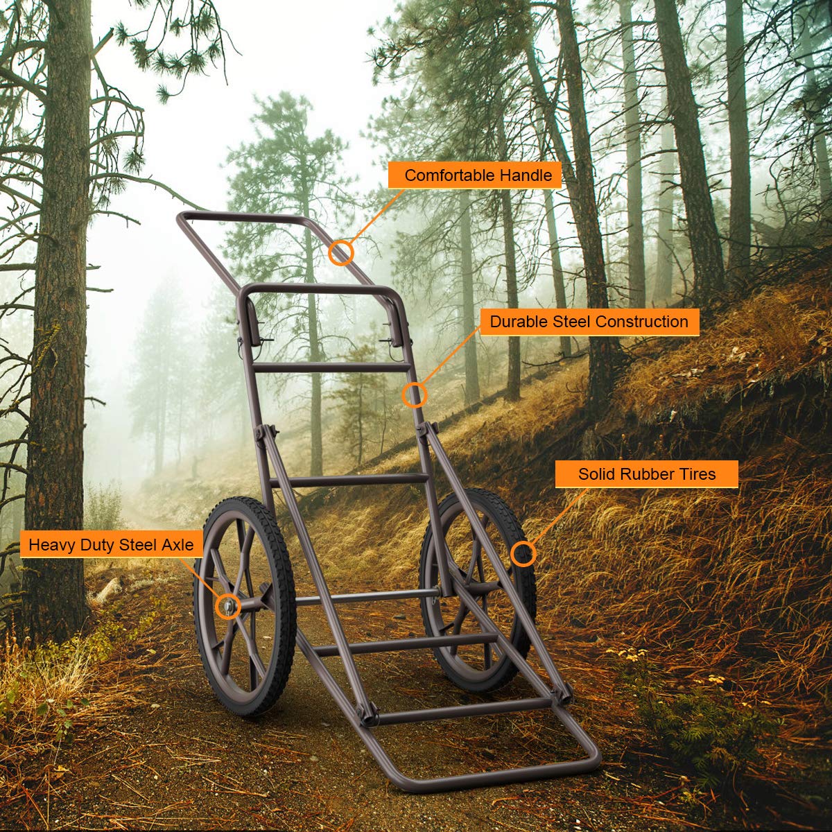 Goplus heavy-duty deer cart with durable steel axle for tough outdoor tasks.