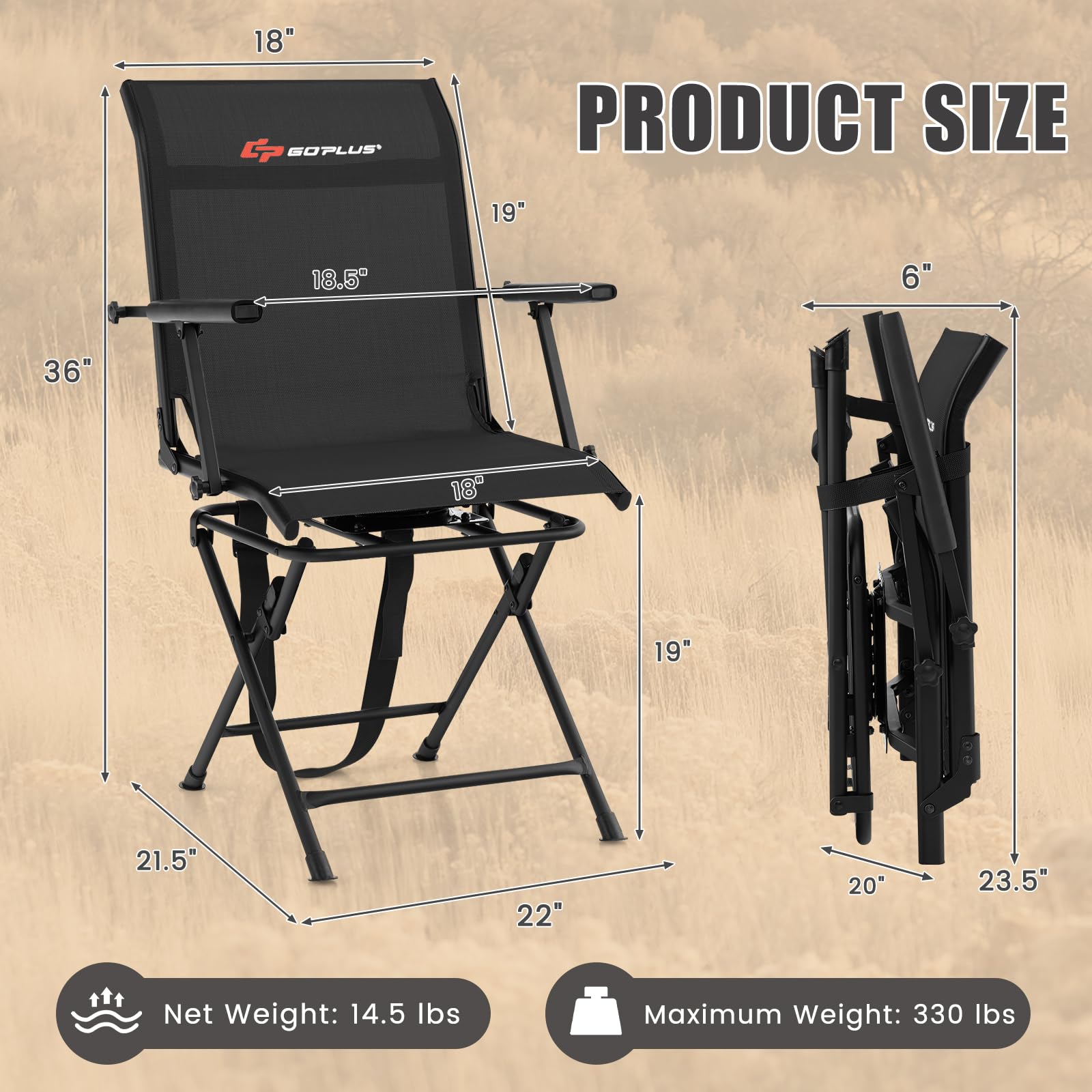 Goplus chair supports up to 330 lbs on a sturdy frame