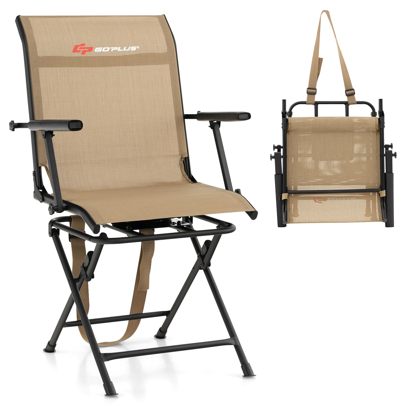 Goplus hunting chair with 360-degree silent swivel improves stealth during hunts.