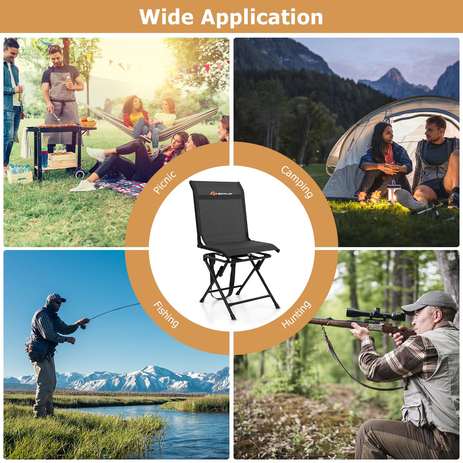 Goplus hunting chair anti-skid pads on stable feet