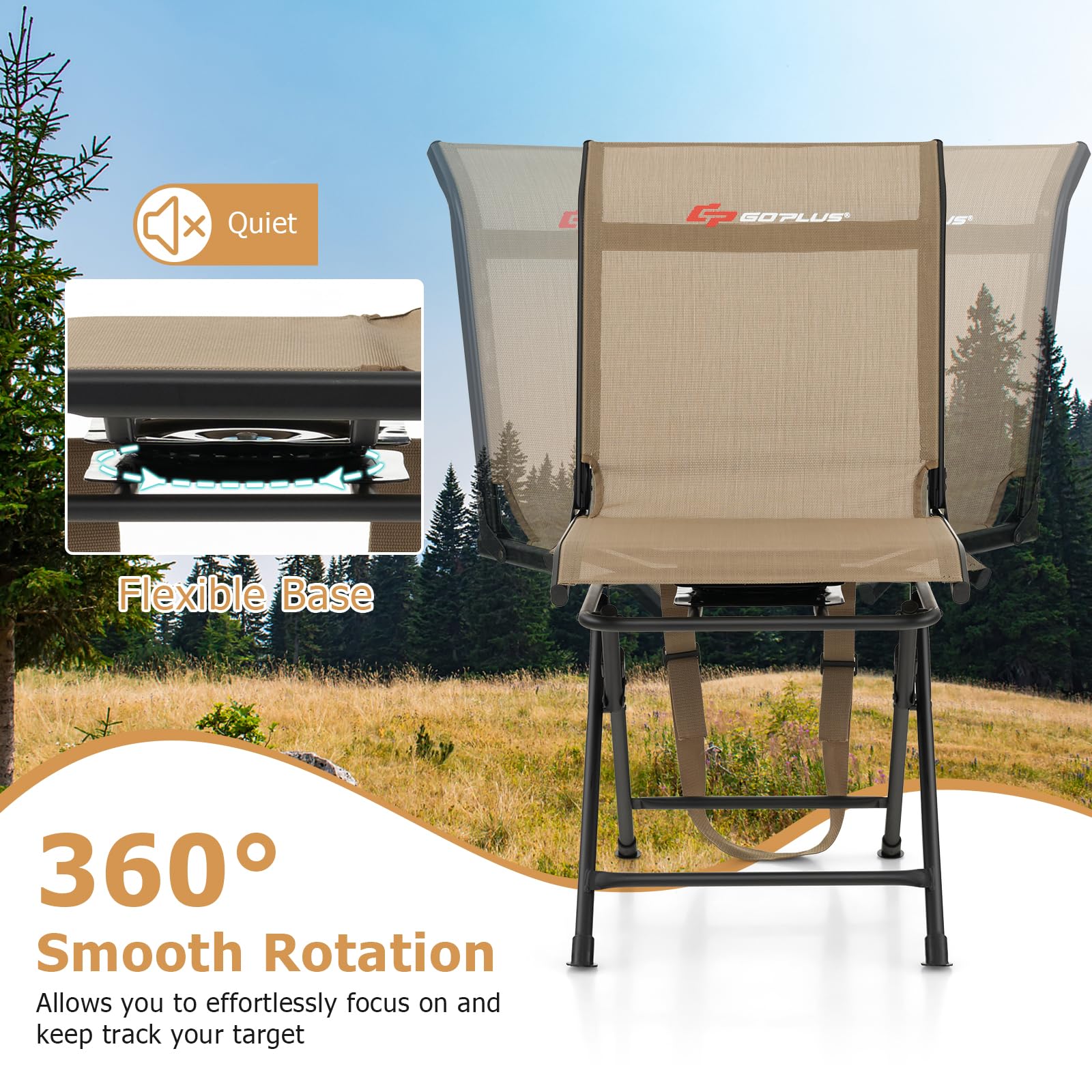 Goplus chair backrest with breathable fabric relieves fatigue.
