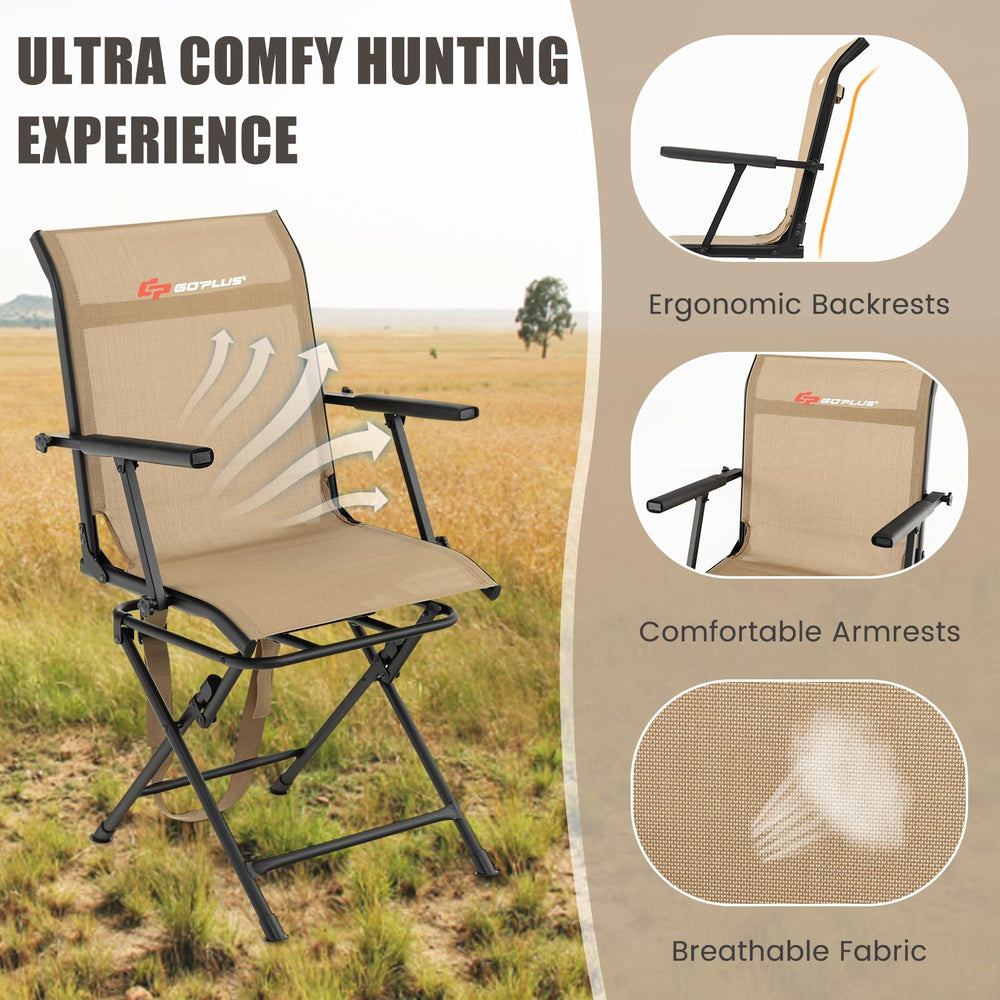 Goplus hunting chair breathable fabric keeps you sweat-free in the stand.