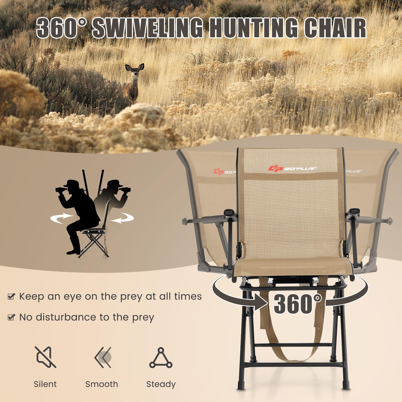 Goplus hunting chair ergonomic backrest provides comfortable support.