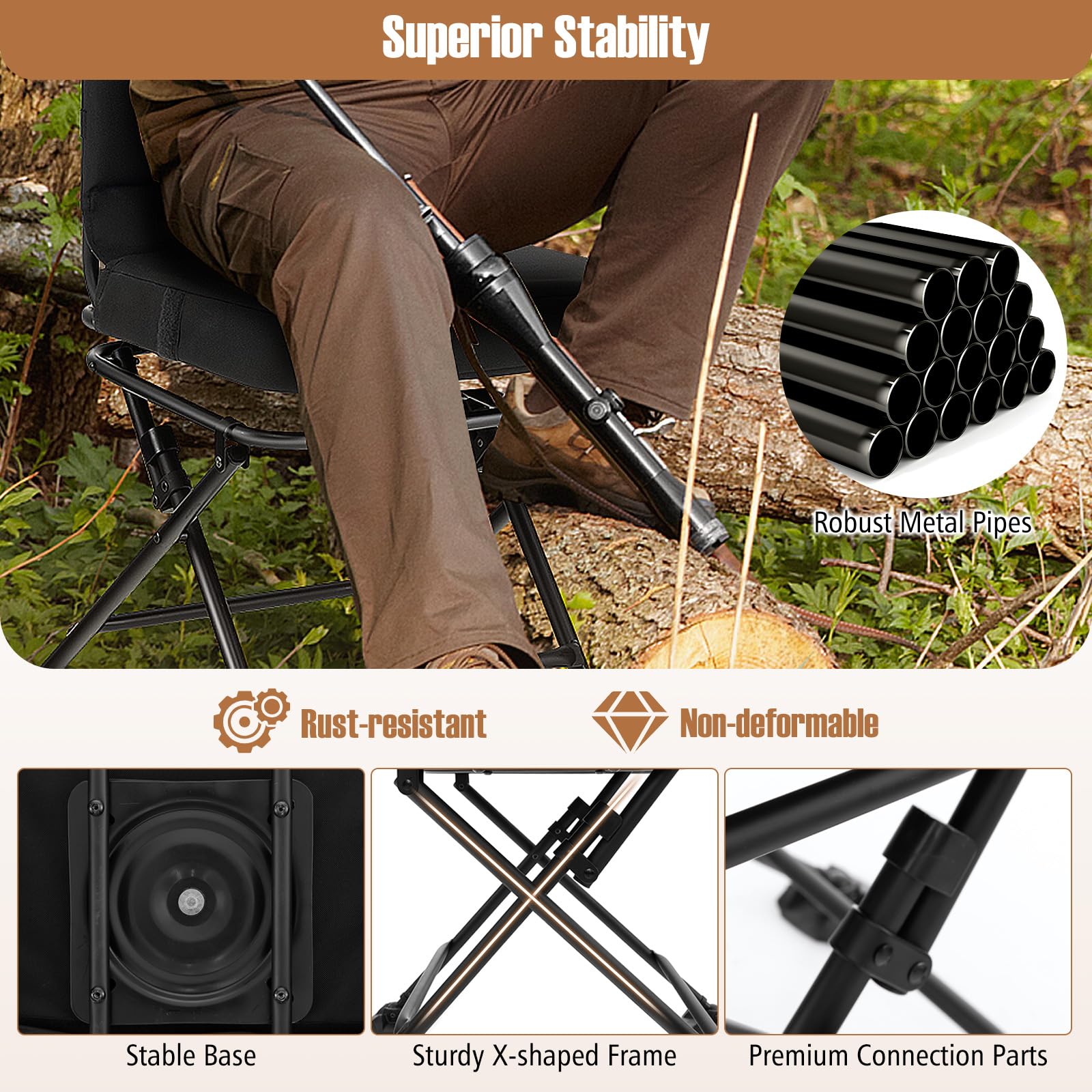 Goplus hunting chair heavy-duty rust-resistant metal frame for durability
