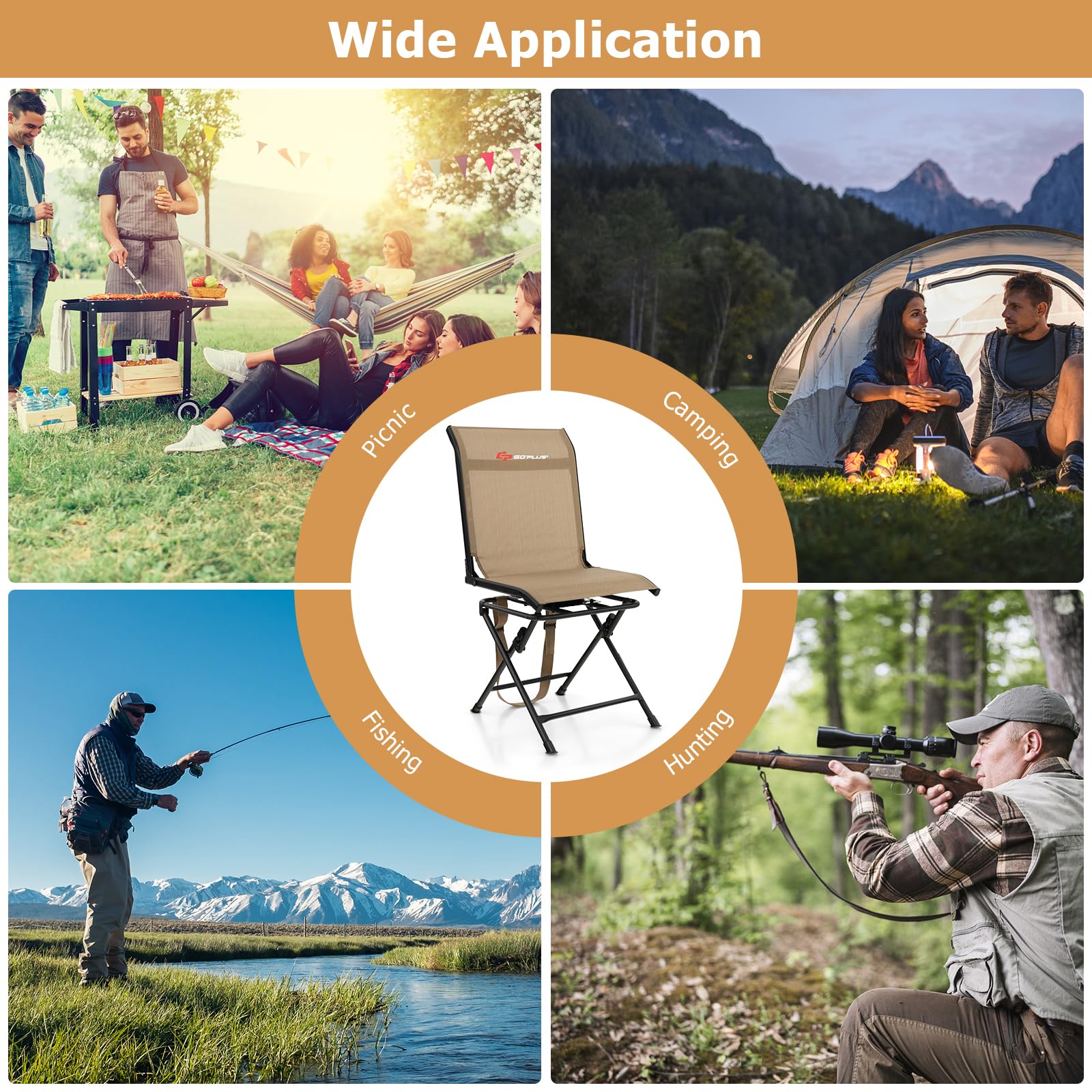 Goplus portable outdoor chair suitable for camping and fishing.