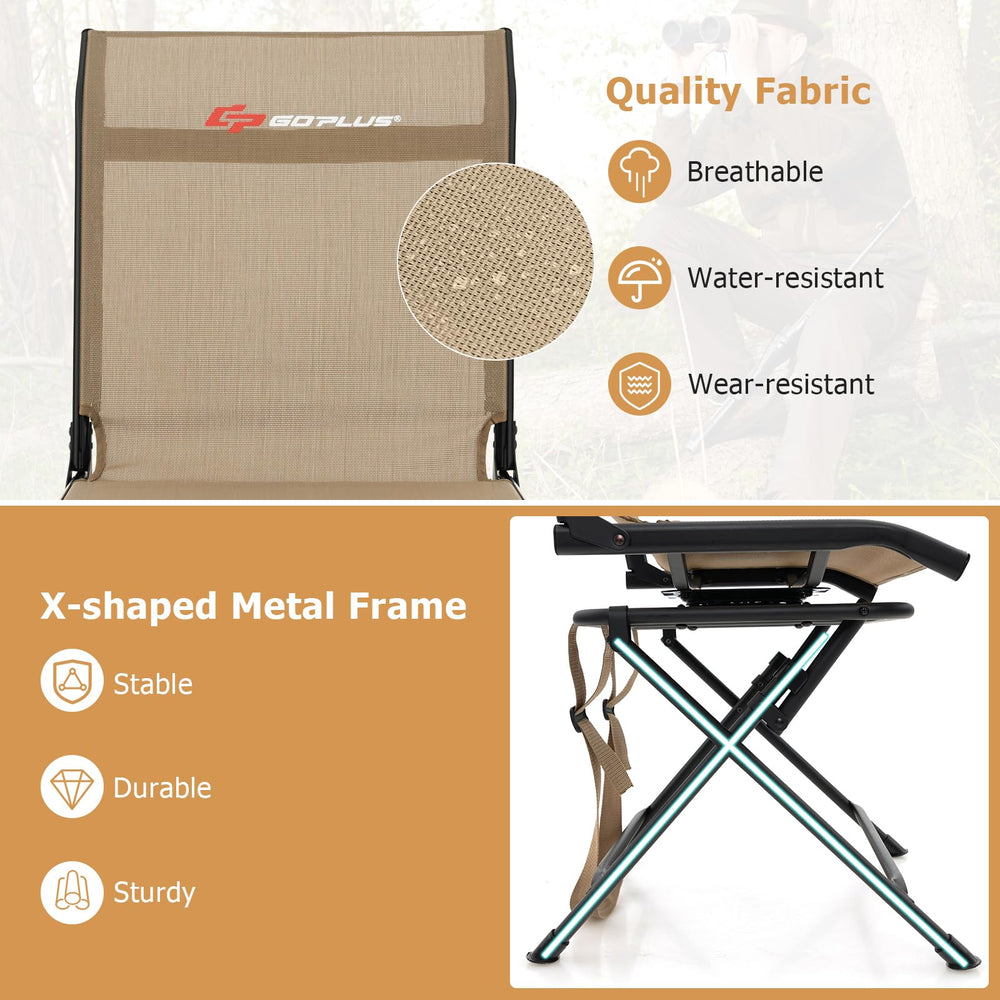 Goplus hunting chair features quiet rotation for uninterrupted viewing.