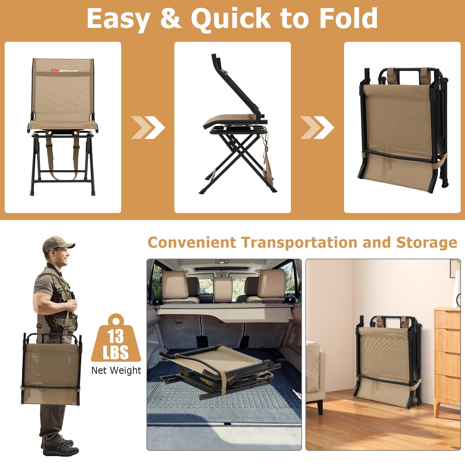 Goplus chair with shoulder strap for easy carrying.