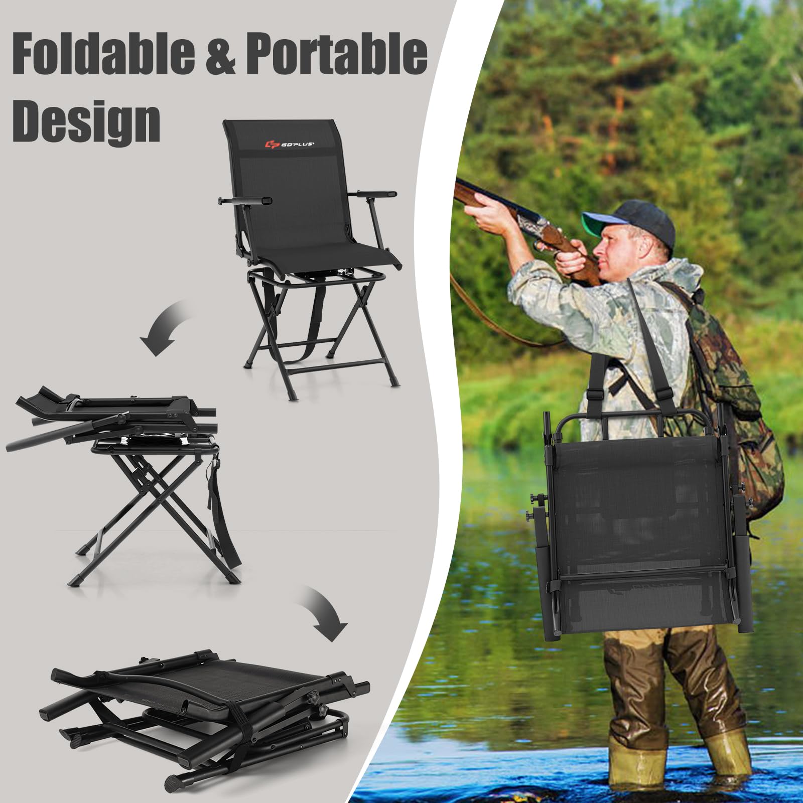 Goplus hunting chair designed for quiet operation in blinds