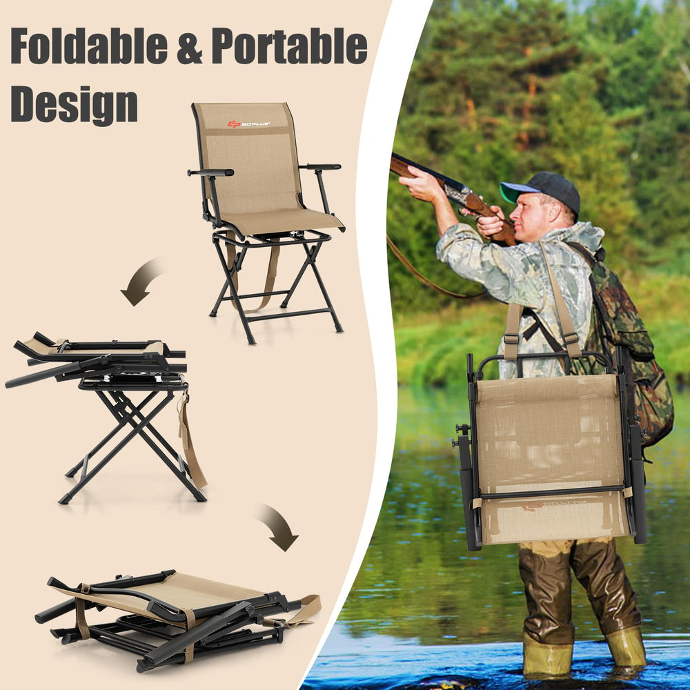 Goplus hunting chair silent design minimizes noise on uneven ground.