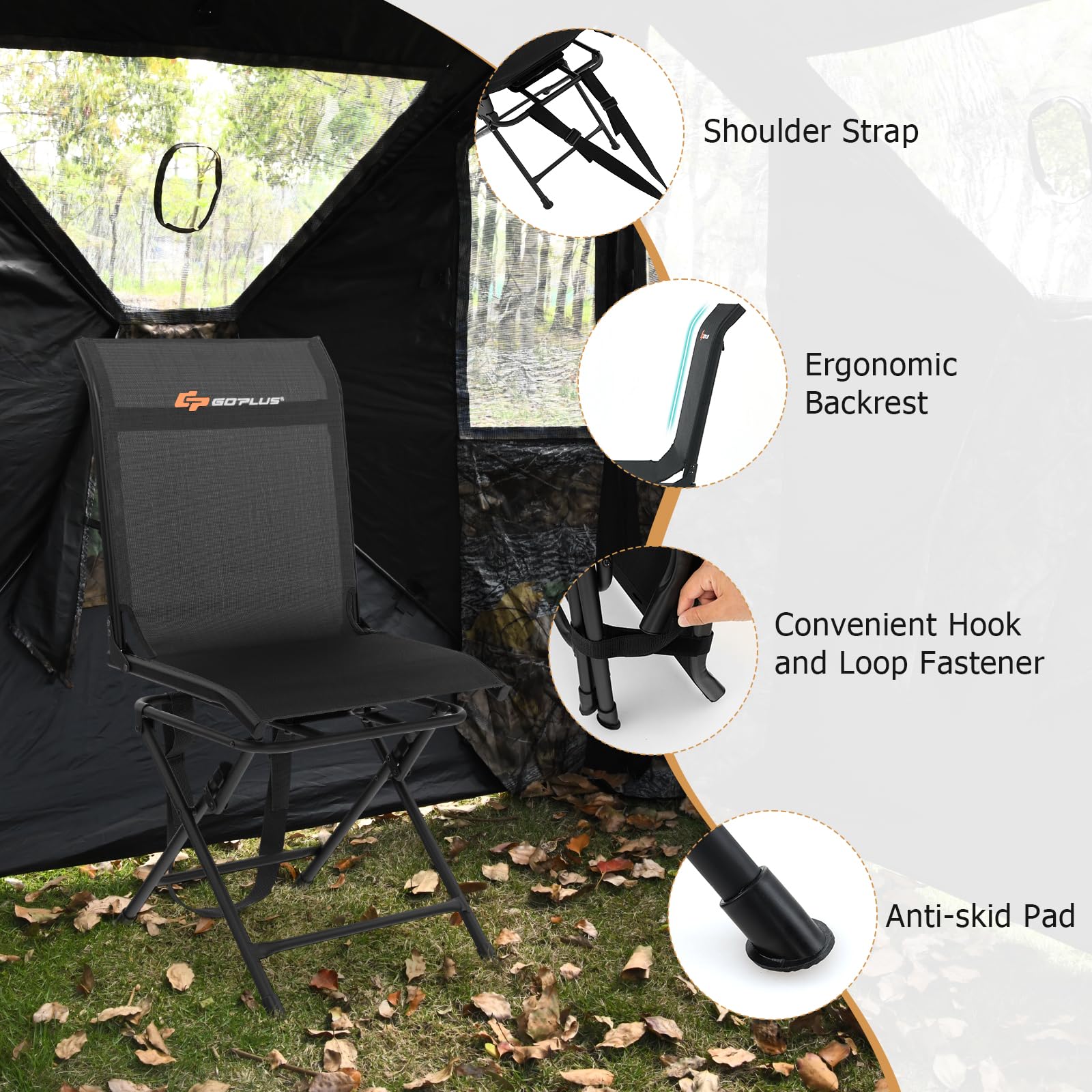 Goplus hunting chair operates quietly during rotation