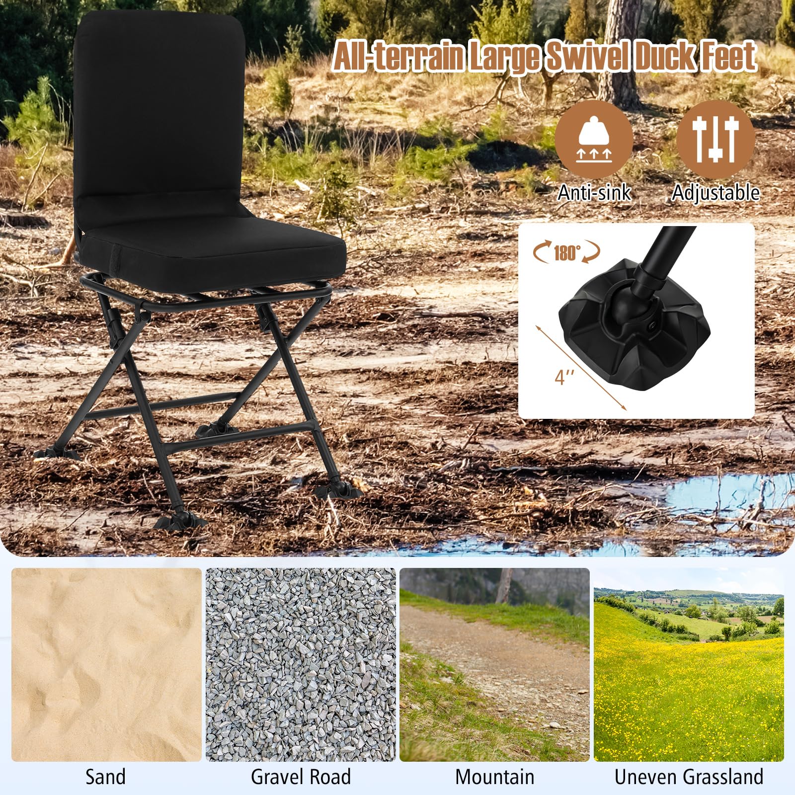 Goplus hunting chair with X-shaped legs delivering enhanced stability