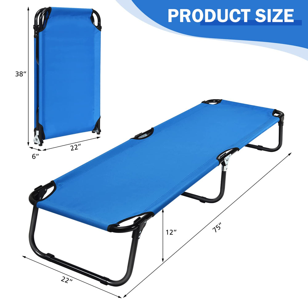 Goplus cot opens instantly for quick rest at campsite