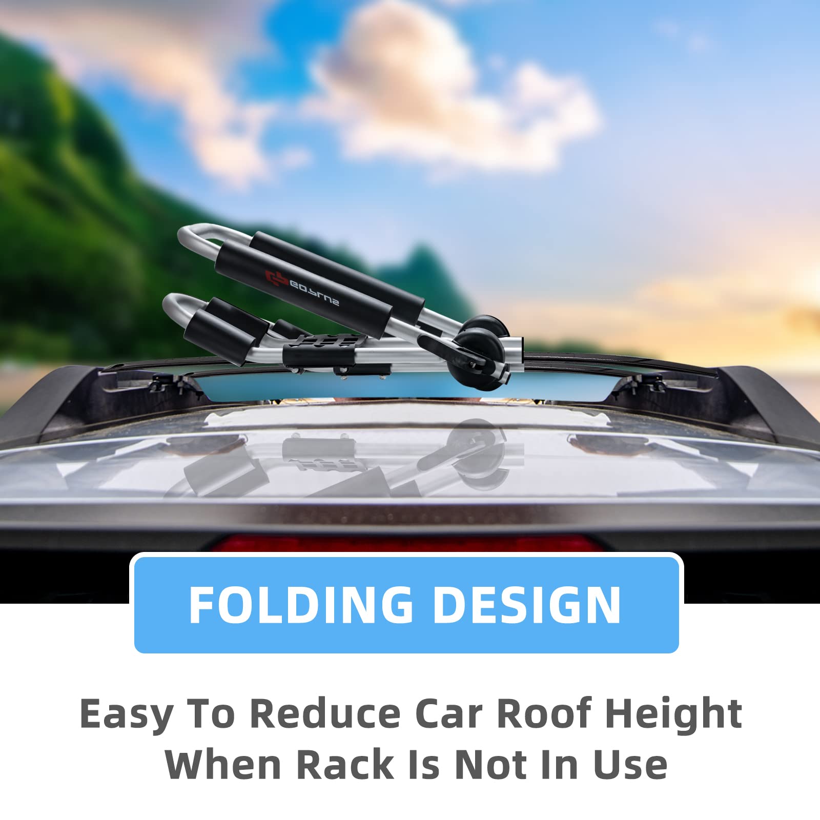 Goplus kayak roof rack folded to reduce height for storage