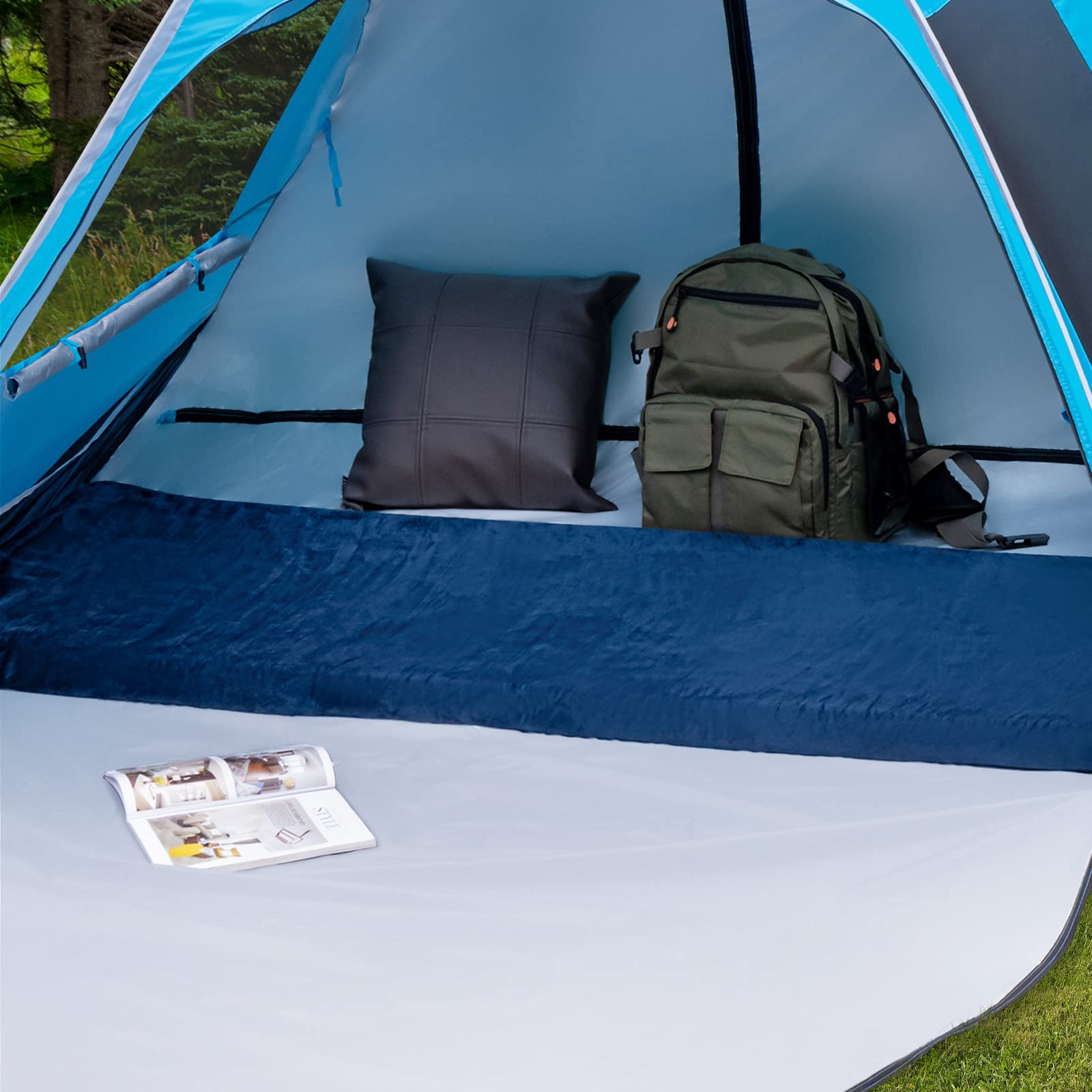 Goplus memory foam camping mattress with hook-and-loop straps to connect mats.