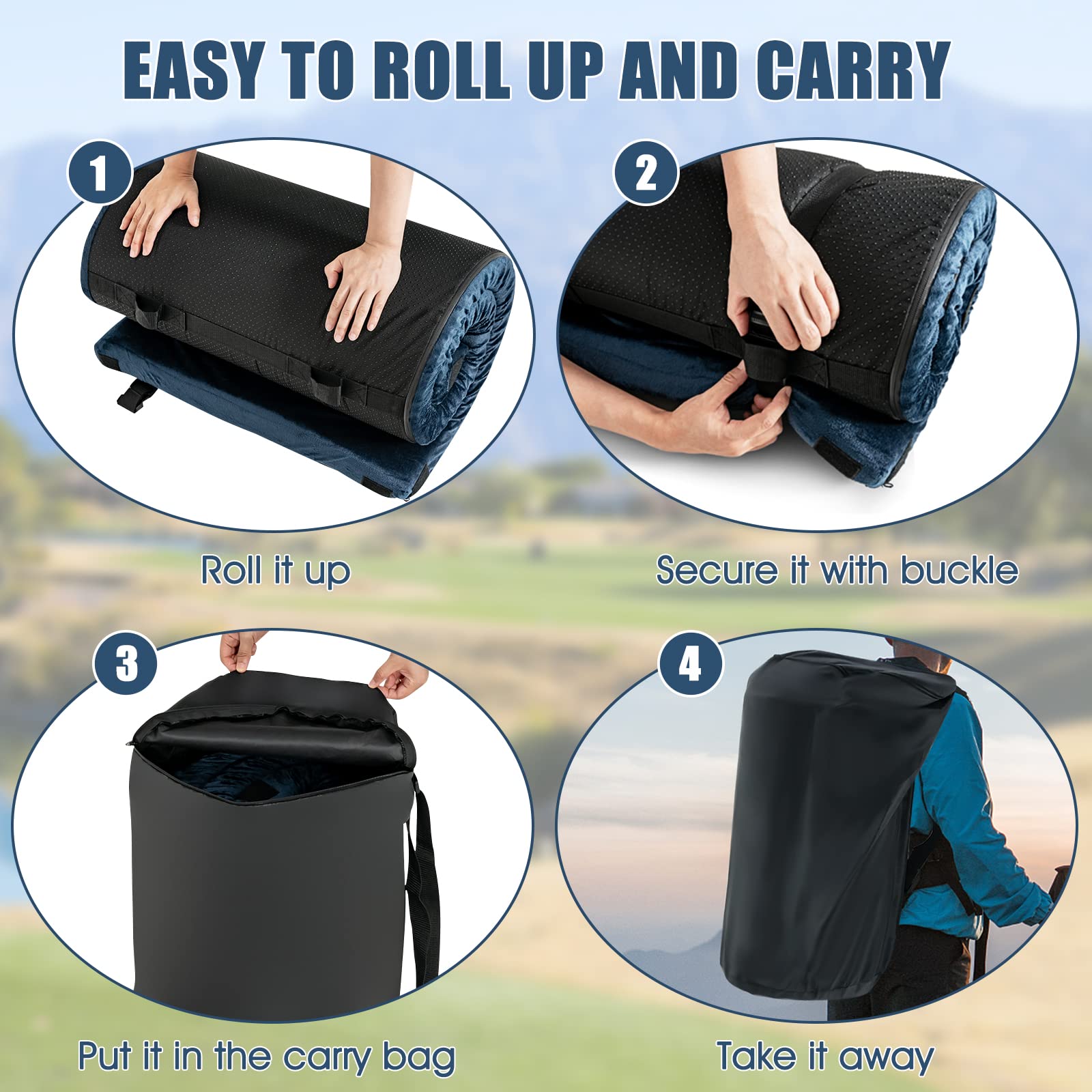 Goplus memory foam camping mattress with zippered cover for easy cleaning.