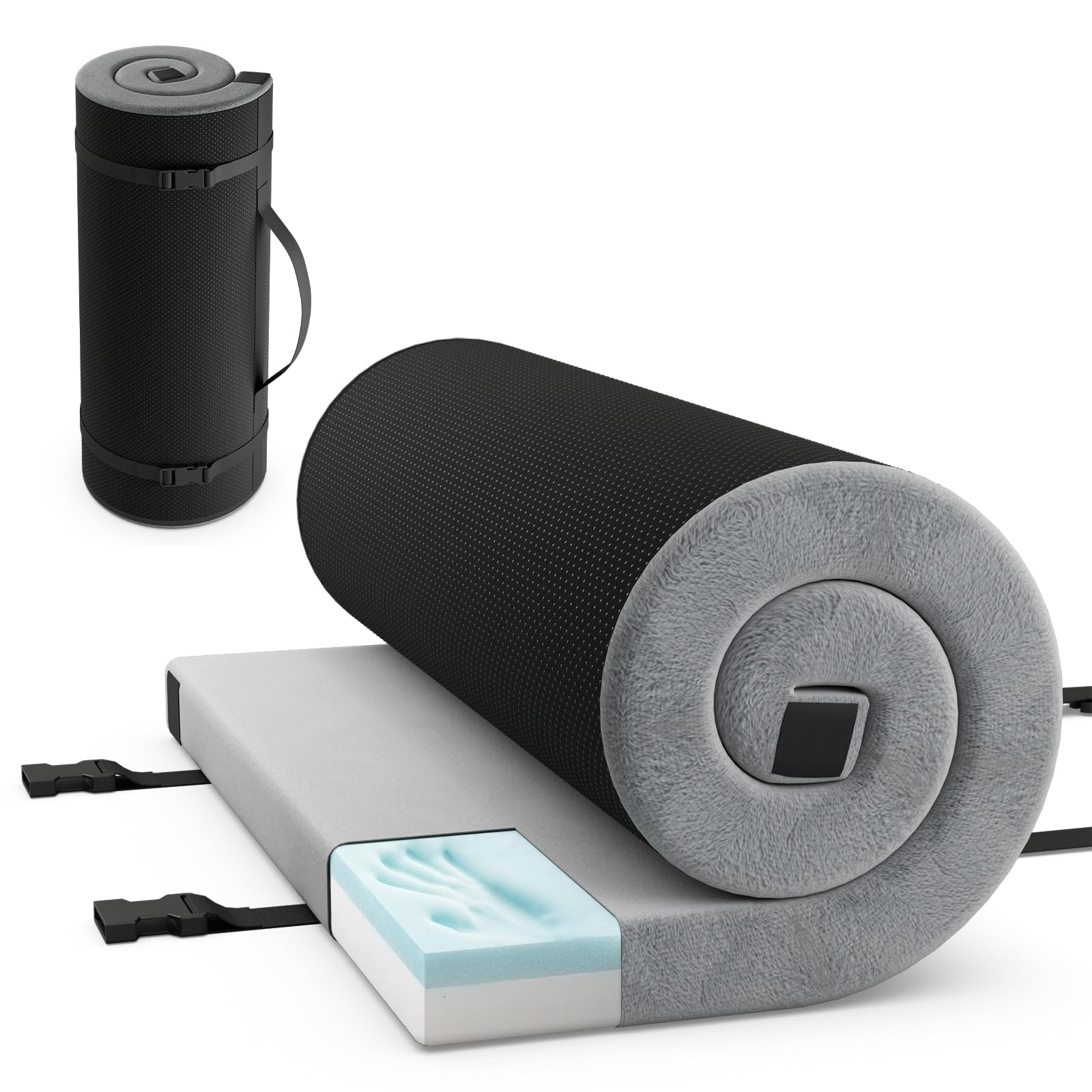 Goplus memory foam camping mattress delivers balanced support on uneven terrain.