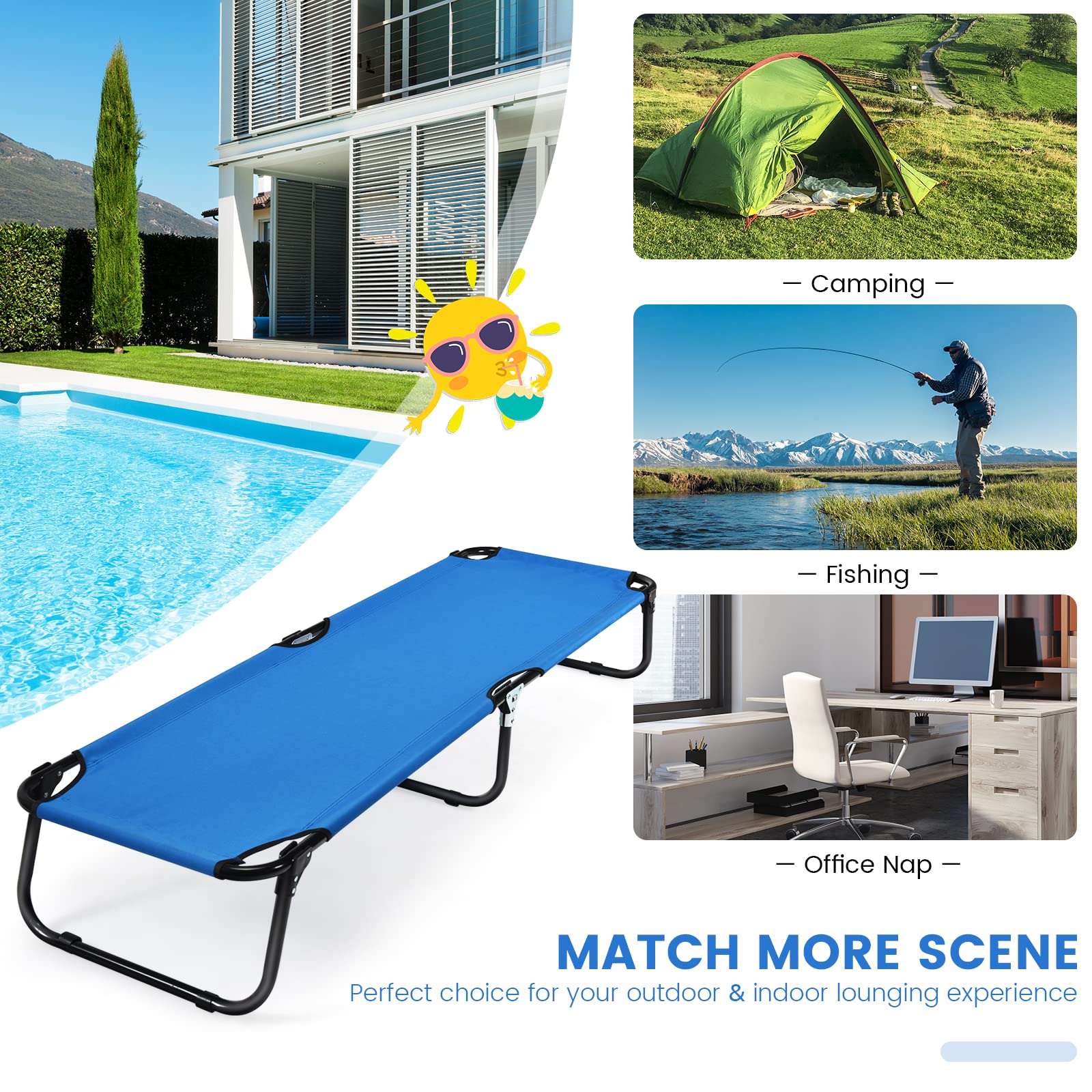 Goplus cot in outdoor scene, multipurpose use for camping and beach