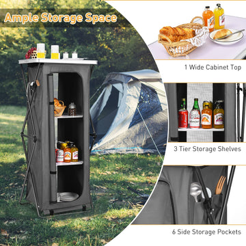 Goplus outdoor storage cabinet side pockets for quick-access essentials