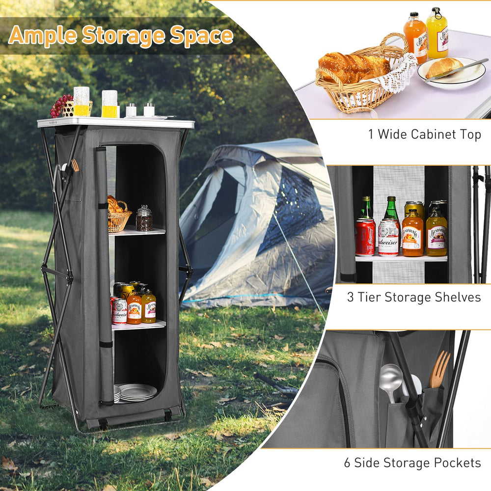 Goplus outdoor storage cabinet side pockets for quick-access essentials