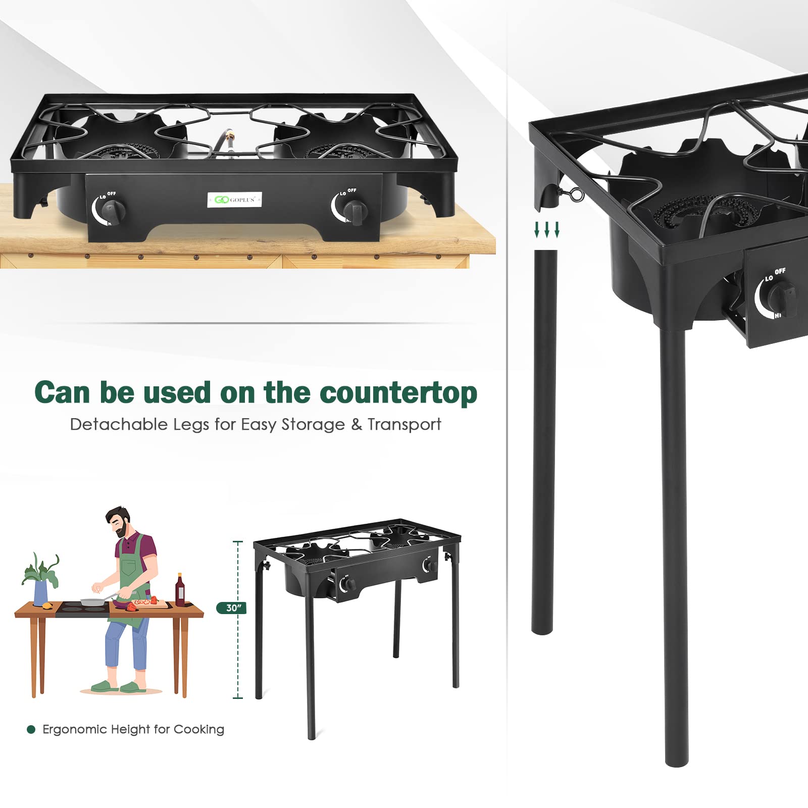 Goplus outdoor stove detachable legs demonstrates easy transport and car packing