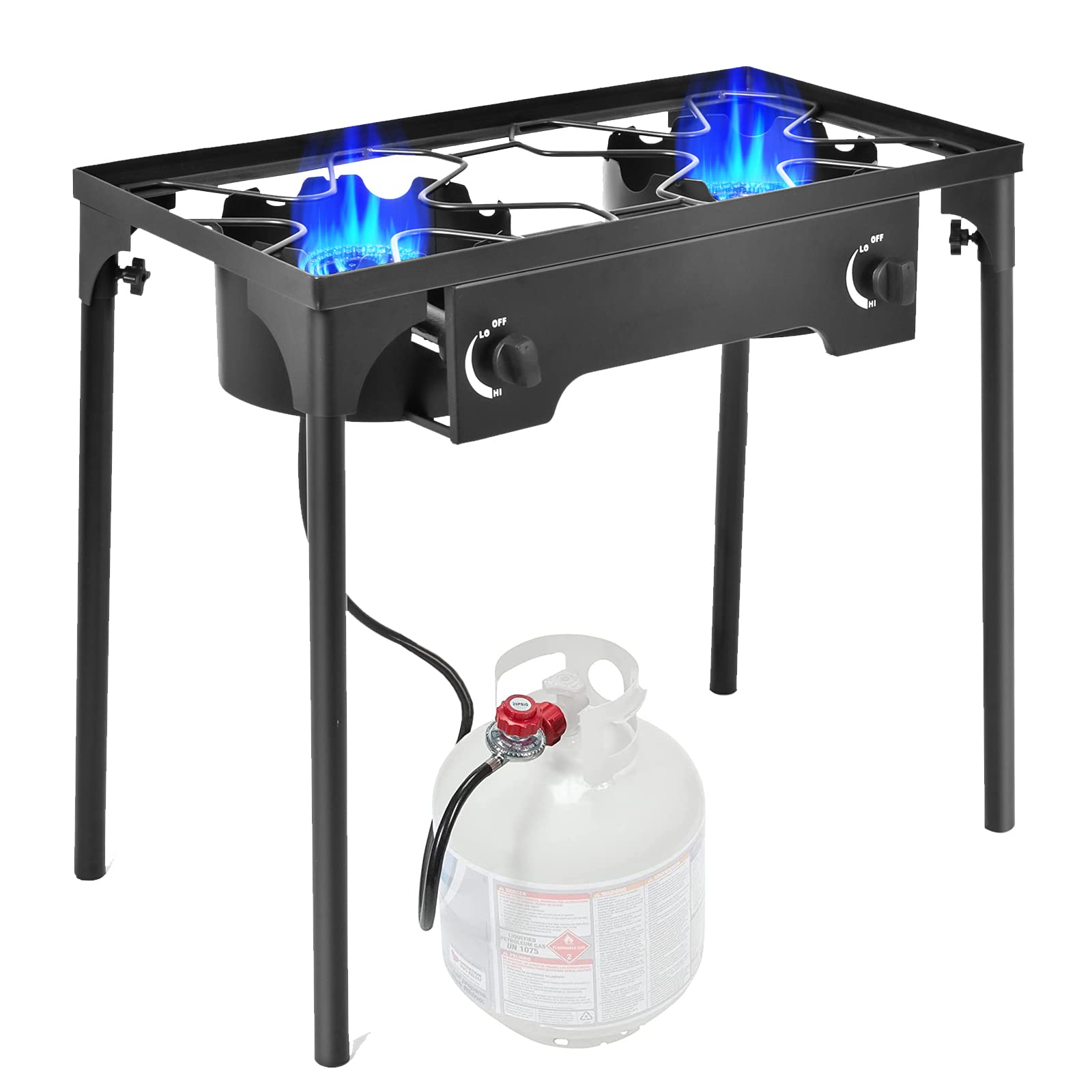 Goplus outdoor stove dual burner setup for versatile two-pot cooking outdoors