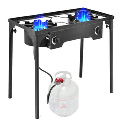 Goplus outdoor stove dual burner setup for versatile two-pot cooking outdoors