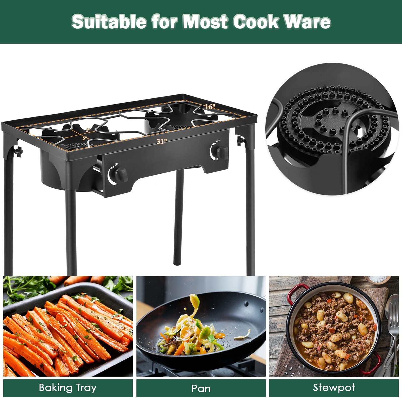 Goplus outdoor stove portable design weighs 26 pounds for travel