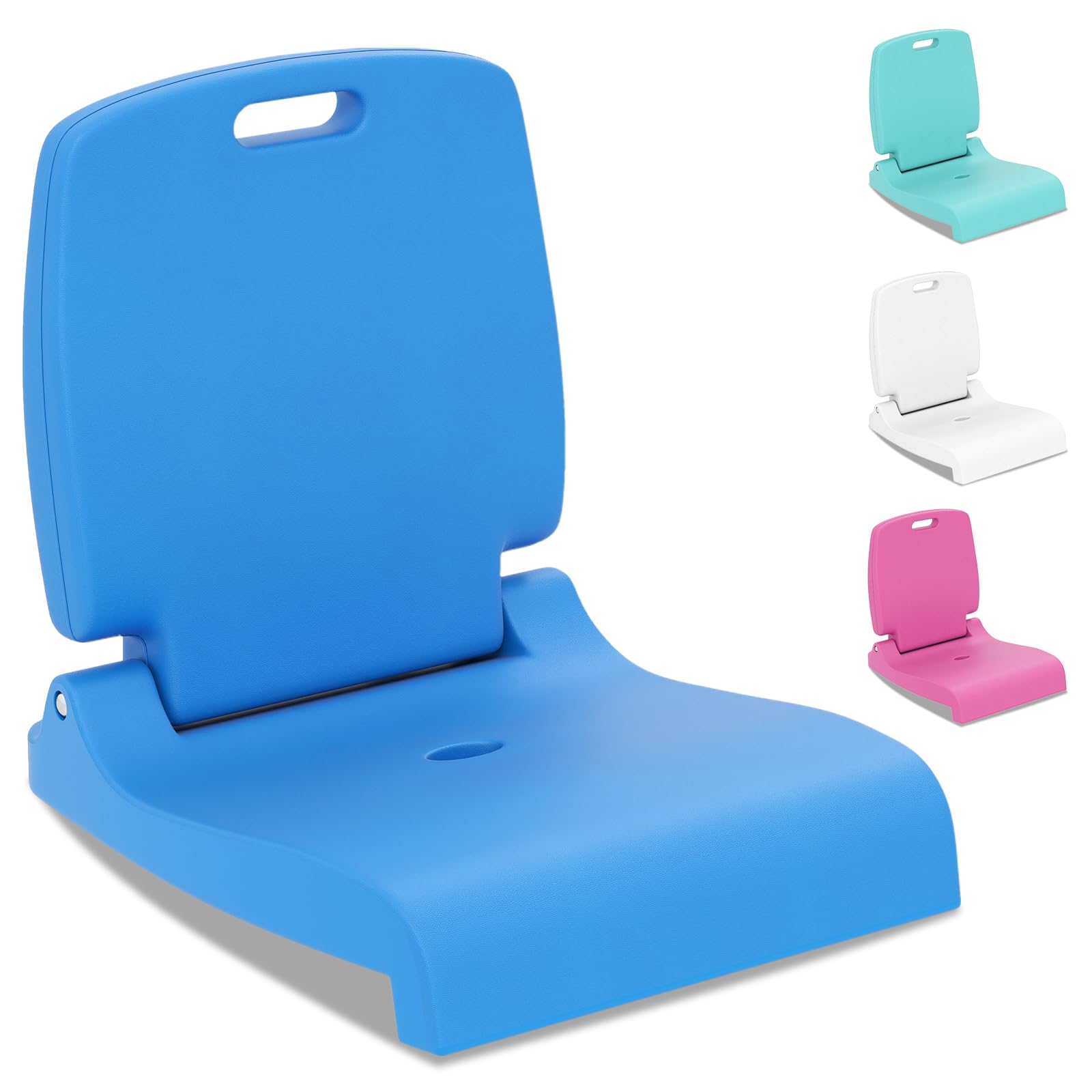 Goplus poolside chair folded with backrest handles for easy portability.